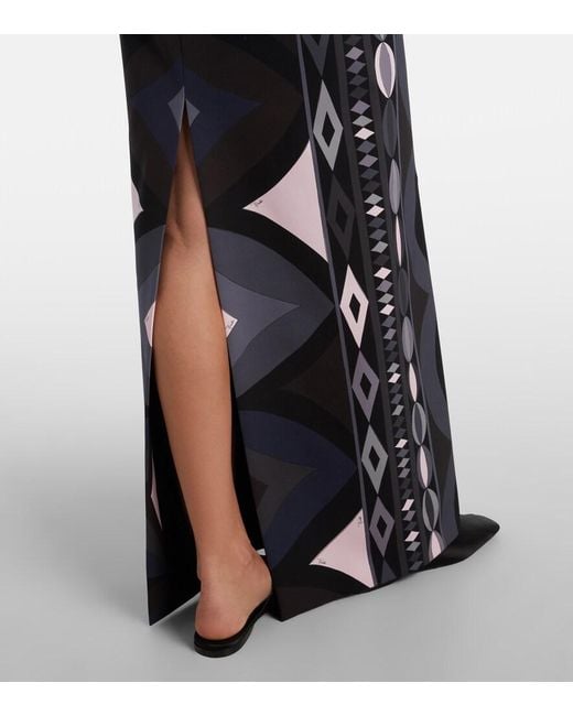 Emilio Pucci Blue Collane Silk Maxi Skirt