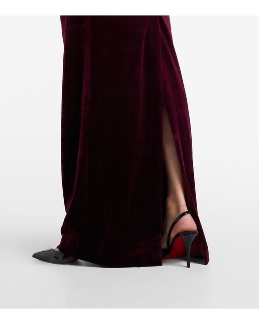 Monique Lhuillier Purple Strapless Velvet Gown