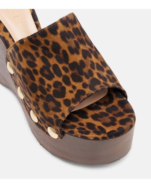 Gianvito Rossi Brown Ardea Leopard-Print Suede Wedge Mules