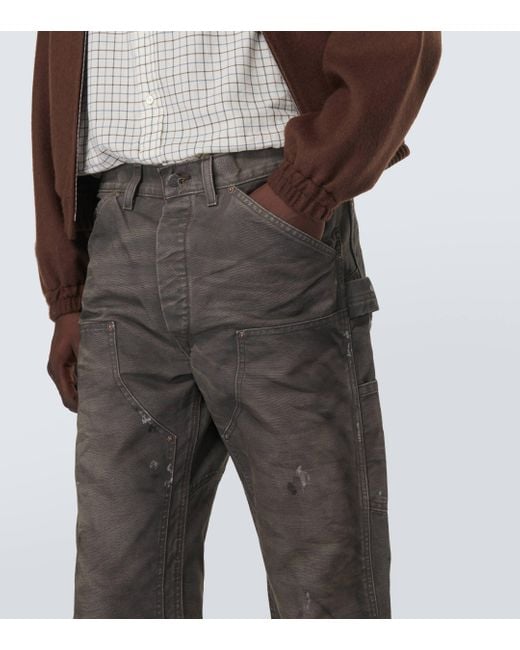 RRL Gray Jenkins Distressed Cotton Canvas Pants for men