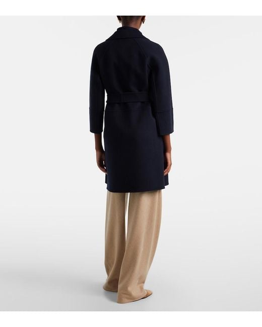 Max Mara Black Wool Wrap Coat