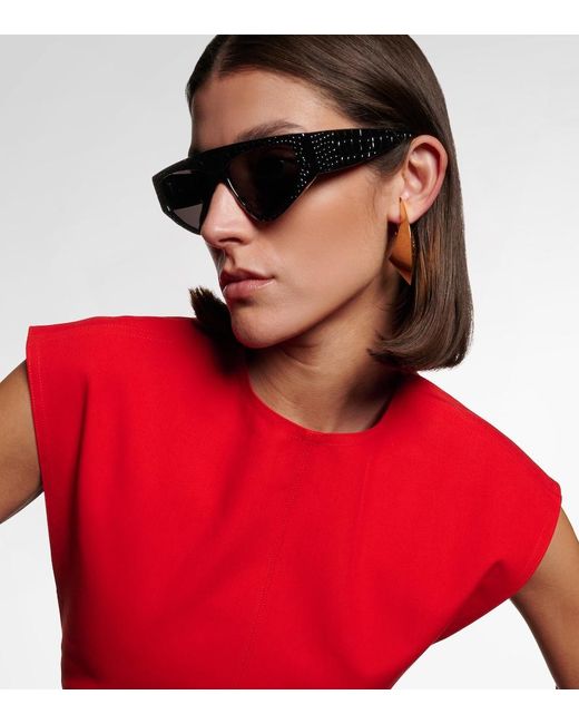 Alaïa Brown Lettering Logo Flat-Top Sunglasses