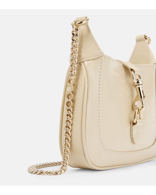 Gucci Natural Jackie Notte Mini Patent Leather Shoulder Bag