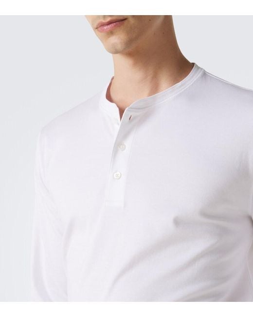 Ralph Lauren White Cotton Jersey Henley Shirt for men