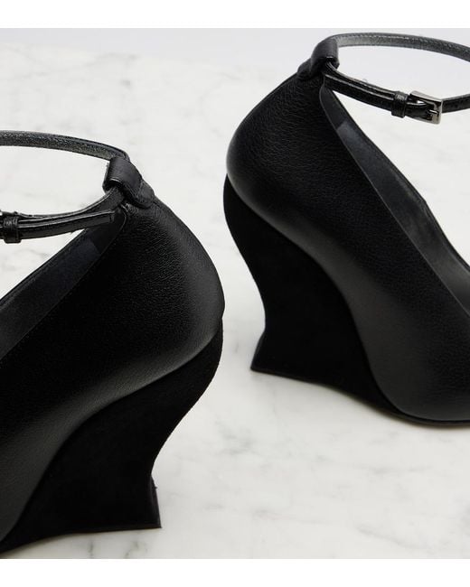 Alaïa Black 110 Leather Wedges