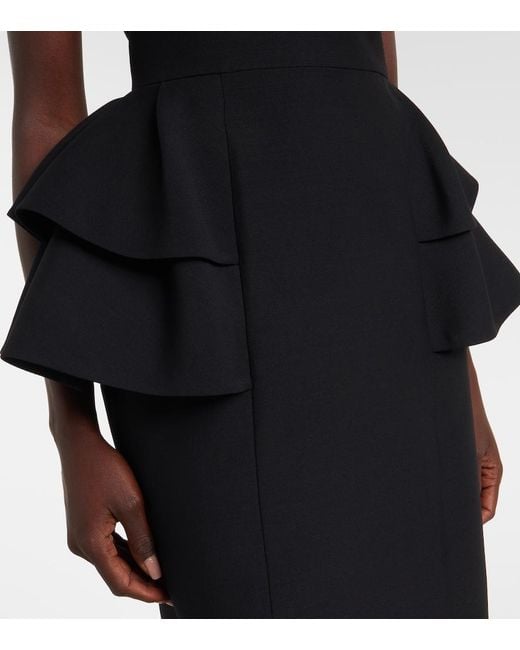 Valentino Black Crepe Couture Tiered Midi Dress