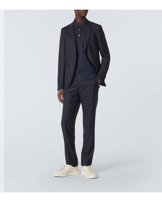 Zegna Blue Cotton Polo Shirt for men