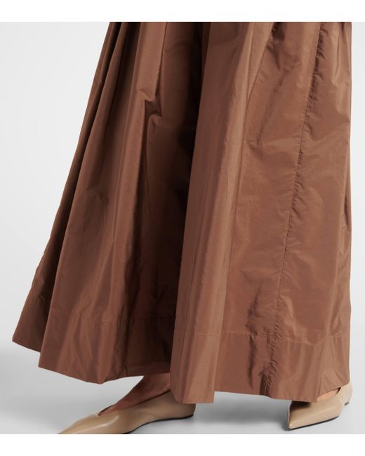 Max Mara Brown Tripoli Pleated Taffeta Maxi Skirt