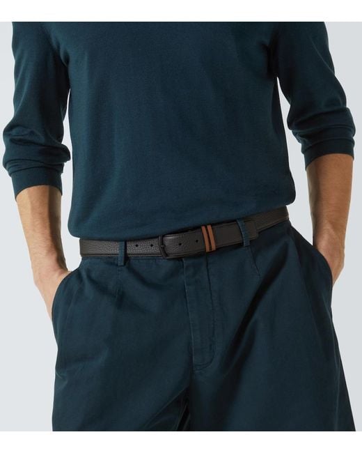 Zegna Black Leather Belt for men