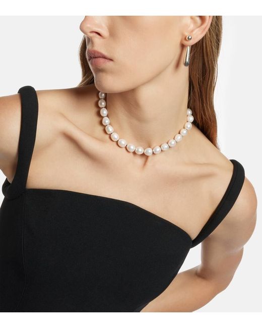 Collar Deco de plata de ley con perlas Sophie Buhai de color White