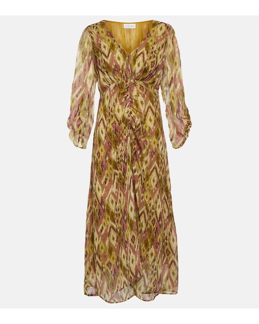 Velvet Metallic Cailey Printed Georgette Midi Dress