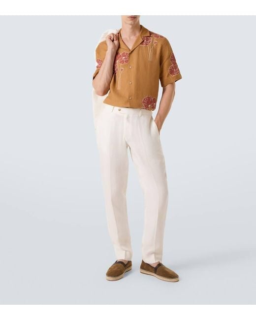 Pantalones Rectos Affonso De Lino Frescobol Carioca de hombre de color White