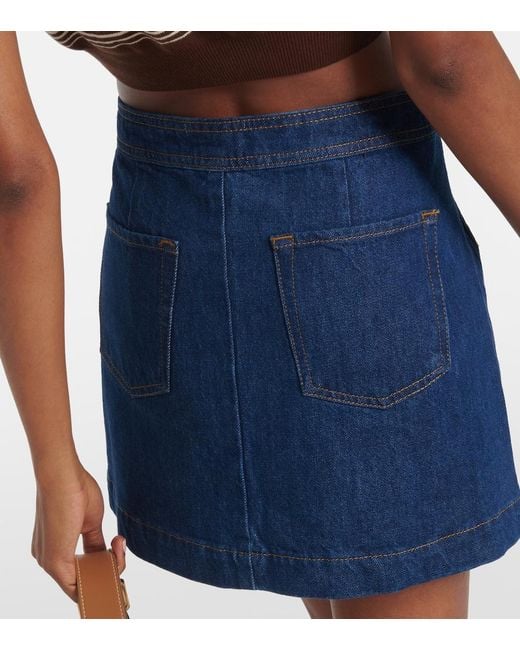FRAME Blue Sailor Snap Denim Miniskirt