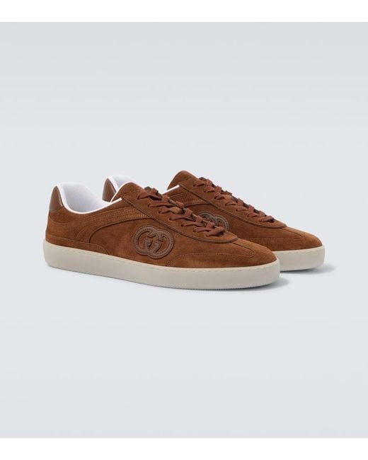 Gucci Brown G75 Sneaker, Suede for men
