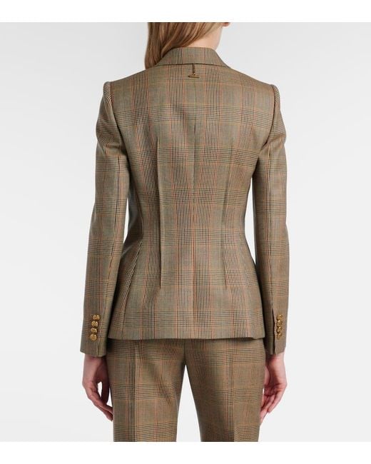 Alexander McQueen Brown Country Check Wool Blazer