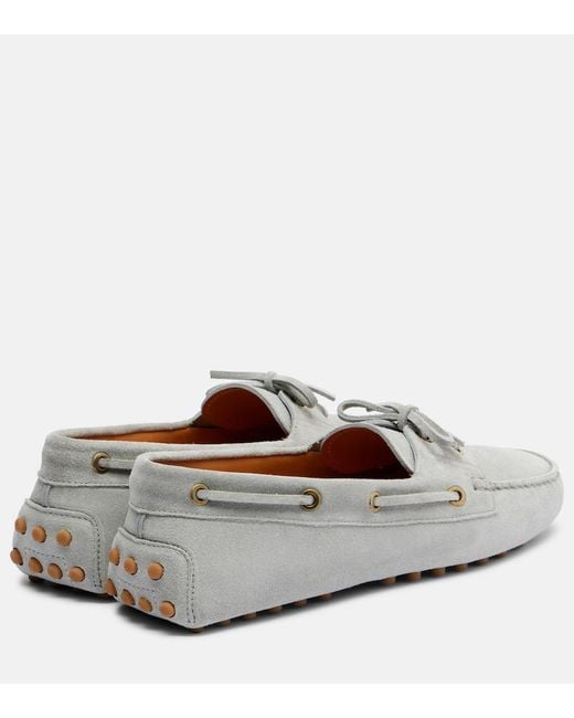 Tod's Gray Suede Driving Shoes