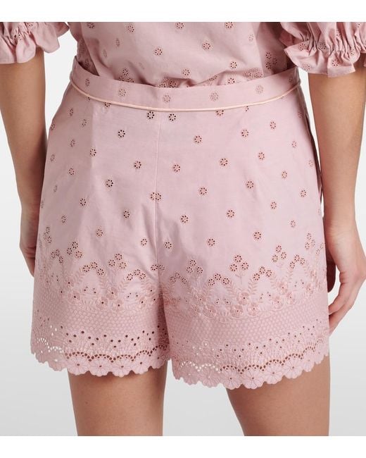 Valentino Pink Embroidered Cotton Shorts