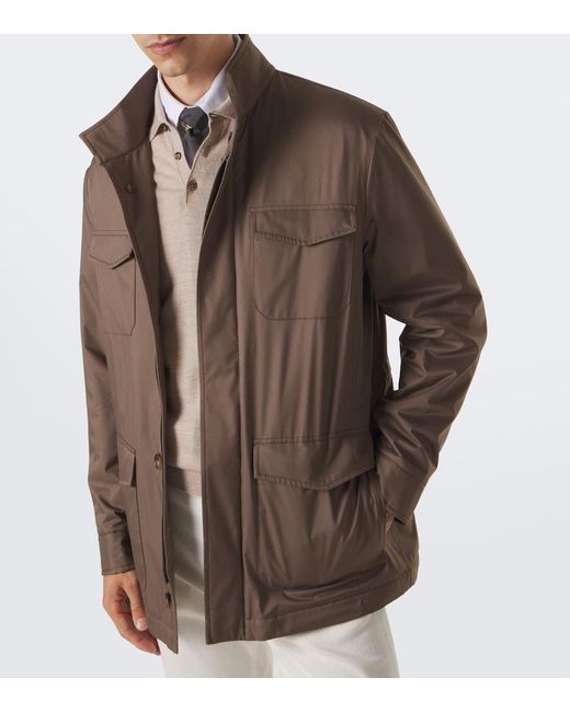 Canali Brown Technical Field Jacket for men