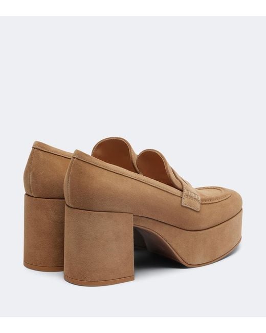 Gianvito Rossi Brown Jenna Suede Loafer Pumps