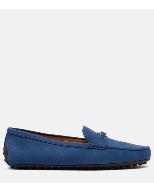 Tod's Blue Suede Loafers