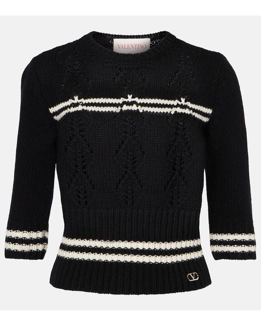 Valentino Black Striped Wool Sweater