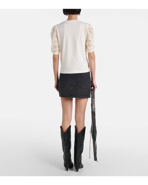 FRAME White Top Frankie Aus Baumwoll-Jersey Mit Spitze