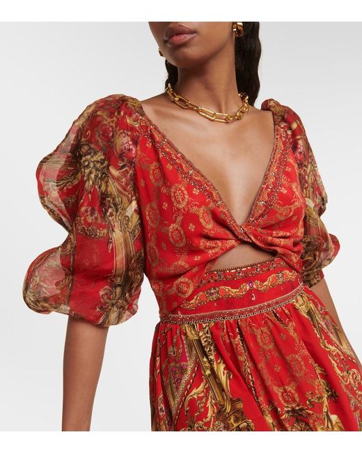 Camilla Red Printed Silk Minidress
