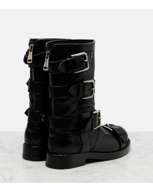 Dolce & Gabbana Black Leather Biker Boots