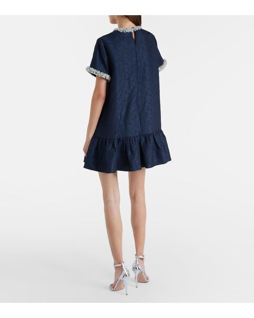 Vestido Corto Alison De Jacquard Adornado Jonathan Simkhai de color Blue