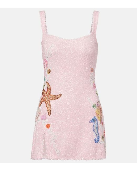 Clio Peppiatt Pink Marina Embellished Minidress