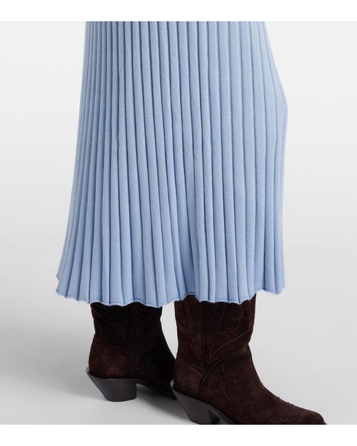 Gabriela Hearst Blue Amor Ribbed-Knit Silk And Cashmere Maxi Dress