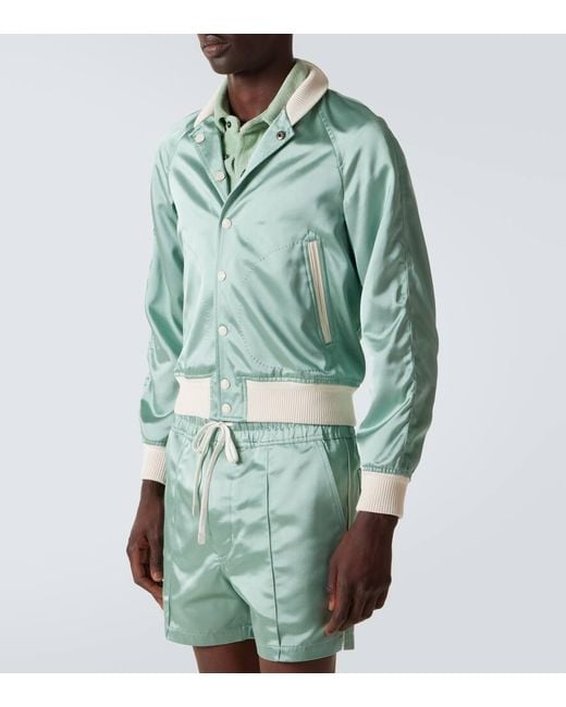 Tom Ford Bomberjacke Aus Satin in Green für Herren