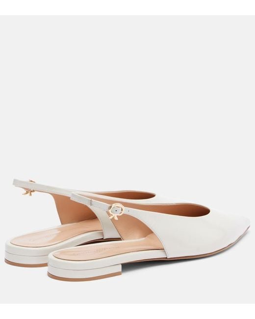 Gianvito Rossi White Robbie Patent Leather Slingback Flats
