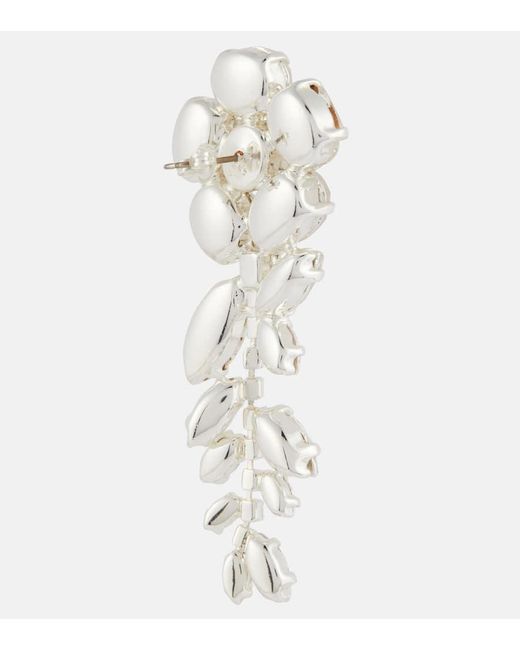 Pendientes largos florales con cristales Magda Butrym de color White