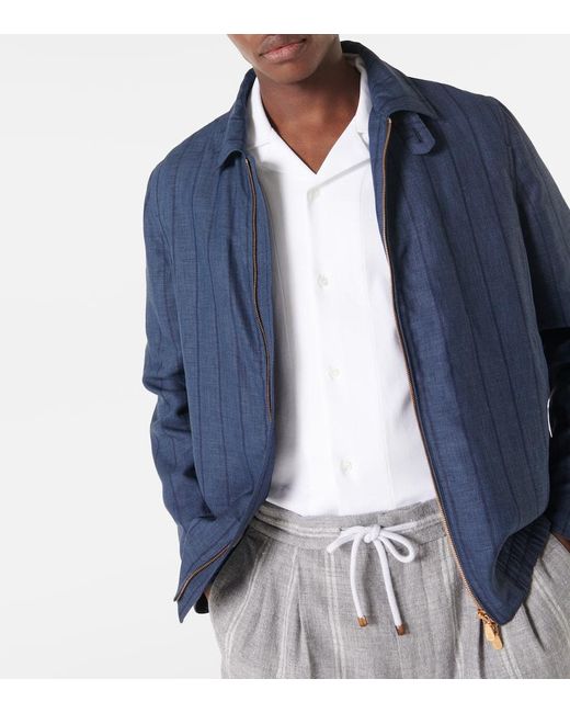 Camicia in cotone con ricamo di Brunello Cucinelli in White da Uomo