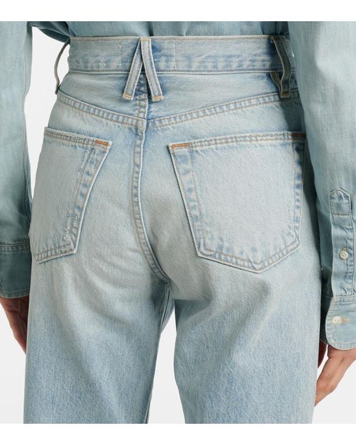 SLVRLAKE Denim Blue London High-Rise Straight Jeans