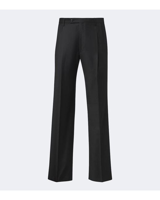 Rubinacci Black Virgin Wool Wide-Leg Pants for men