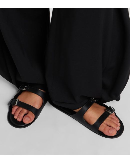 Christen Black Double Belt Leather Sandals