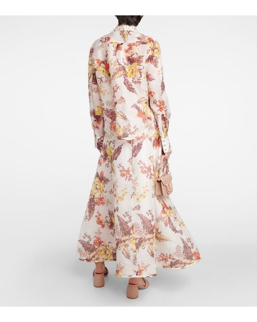 Zimmermann White Printed Linen Blend Matchmaker Tropical Shirt