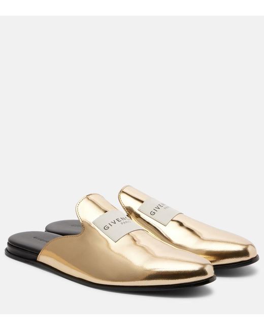 Givenchy White Logo Mirrored Leather Mules