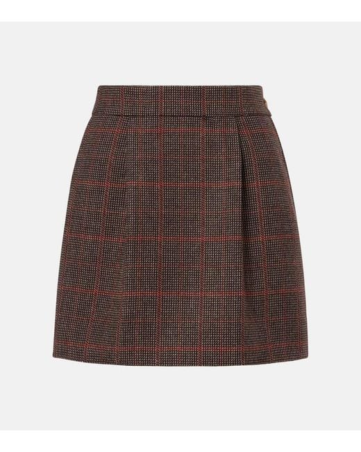 Chloé Brown Checked Virgin Wool Miniskirt