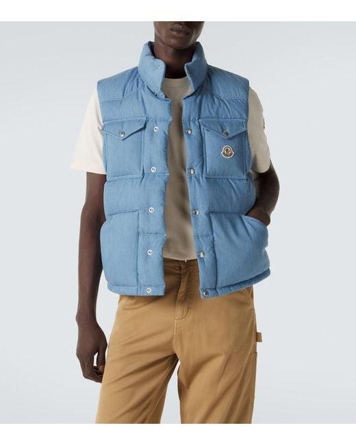Moncler Blue Ervional Denim Down Vest for men