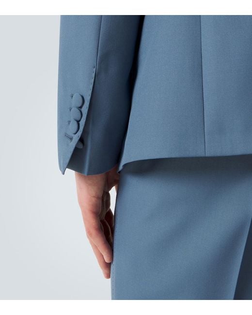 Dolce & Gabbana Blue Double-Breasted Wool Poplin Suit Jacket for men