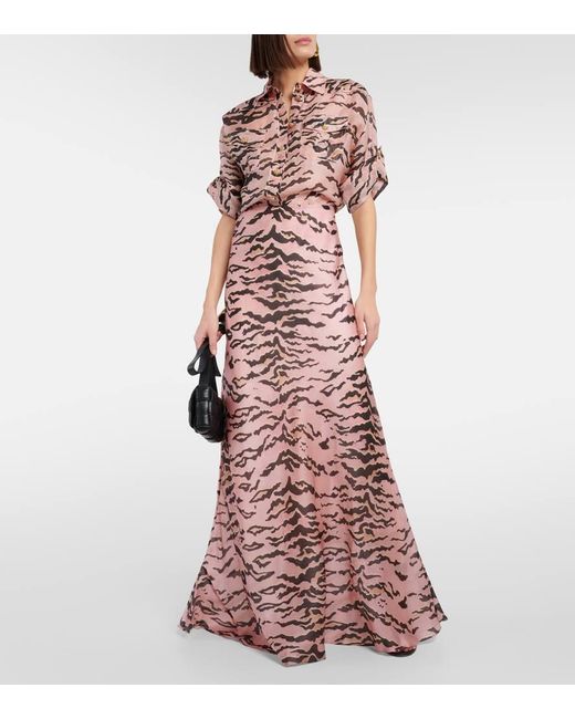 Falda larga Matchmaker de seda estampada Zimmermann de color Pink