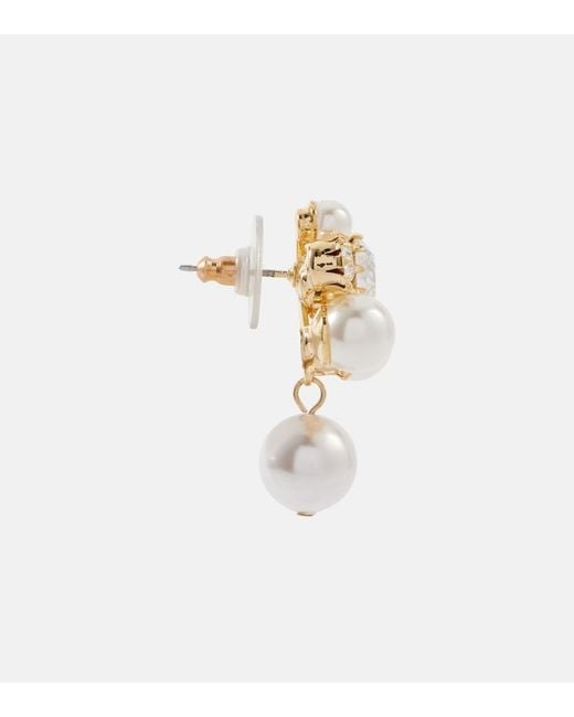 Jennifer Behr White Bristol Crystal-Embellished Faux Pearls-Plated Stud Earrings