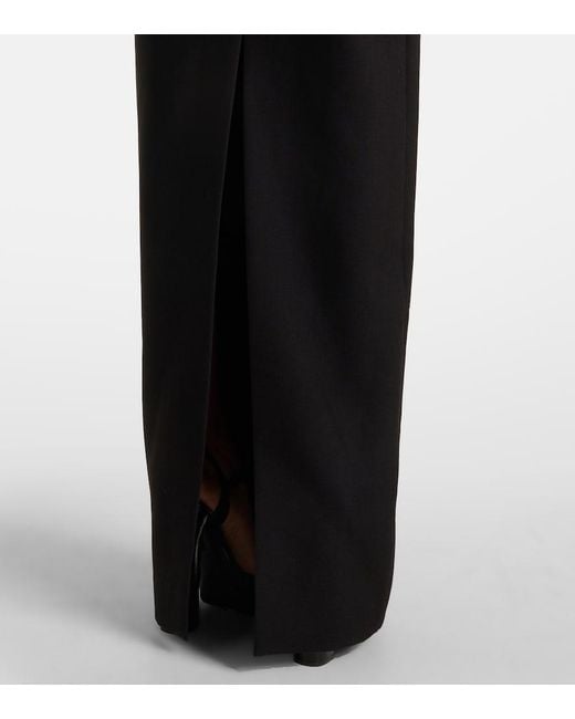 Roland Mouret Black Floral-Applique Crepe Gown