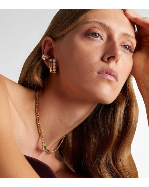 YEPREM Metallic Golden Strada 18Kt And 18Kt Clip-On Earrings With Diamonds