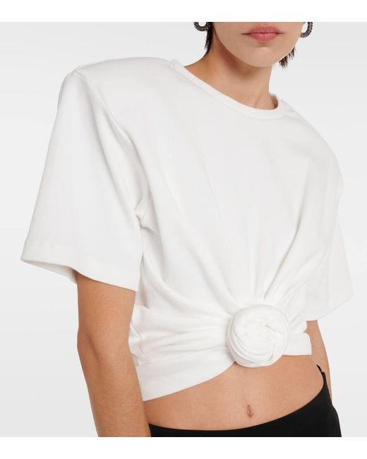 Magda Butrym White Gathered Cotton Jersey Top