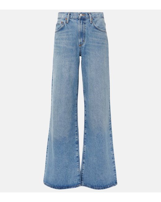 Agolde Blue Clara Low-rise Wide-leg Jeans