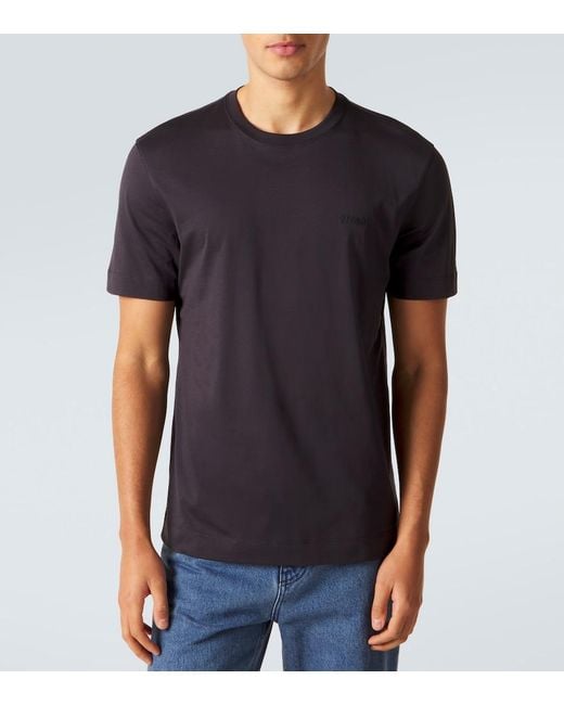 Zegna Black Logo Cotton Jersey T-Shirt for men